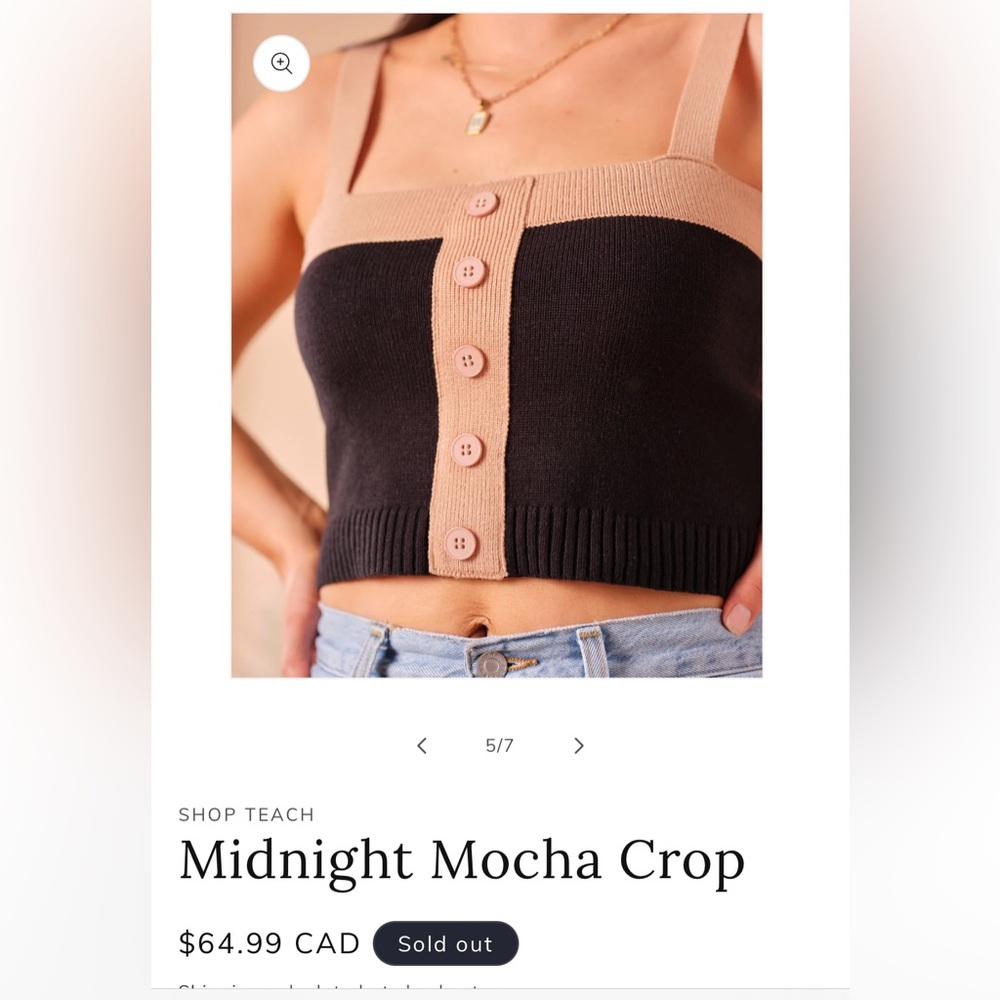 Black and Tan Color Block Crop Top